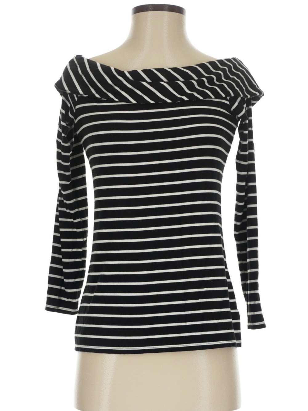 White House Black Market Off-Shoulder Black & White Striped Women's Top(M)
